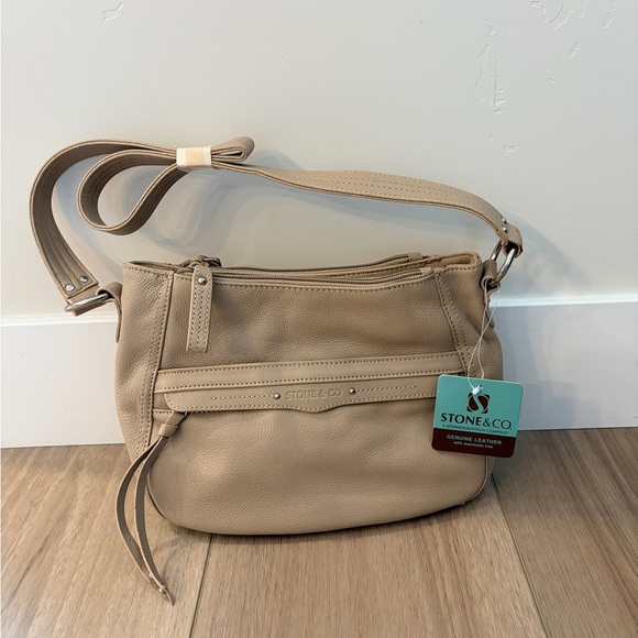Stone & Co. Handbags - Stone & Co. Taupe Leather Crossbody Bag